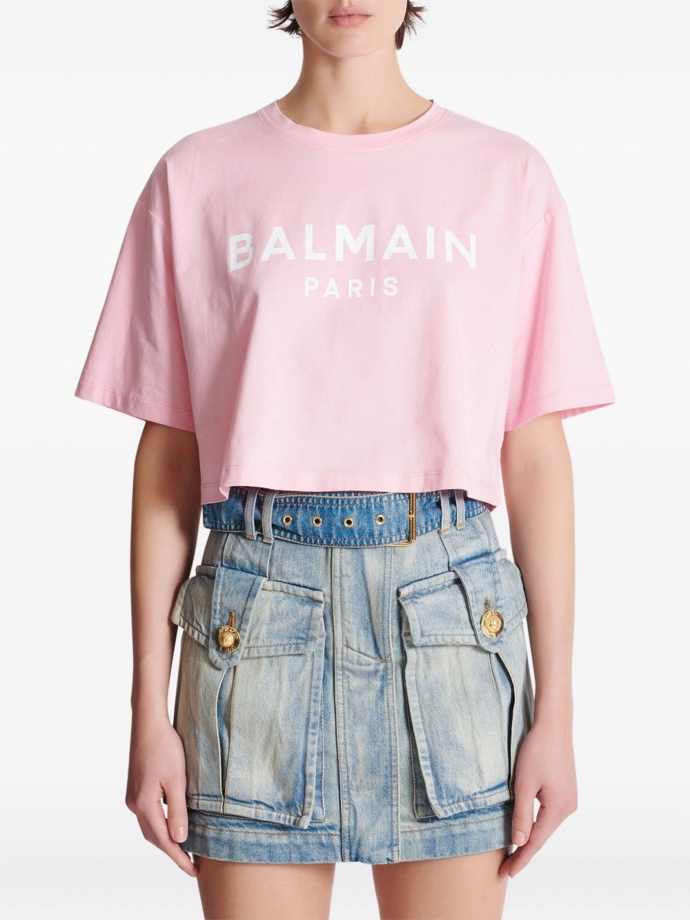 cropped logo-print T-shirt - 6