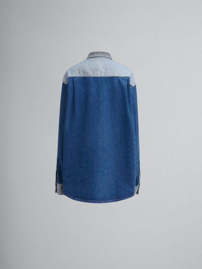 Marni BLUE TWO-TONE DENIM SHIRT WITH RAW-CUT EDGES outlook