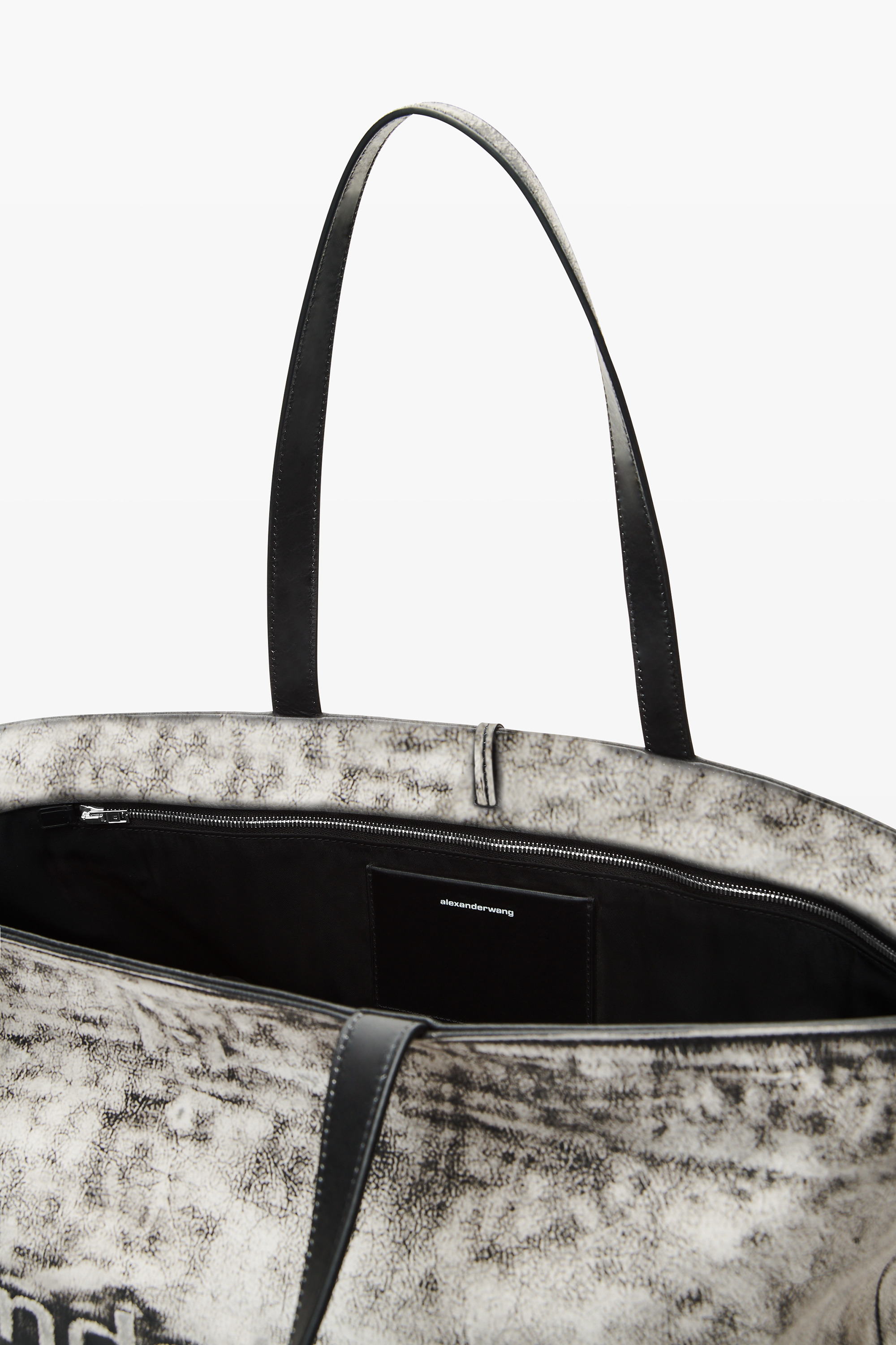Black and White Leather Punch Tote - 4