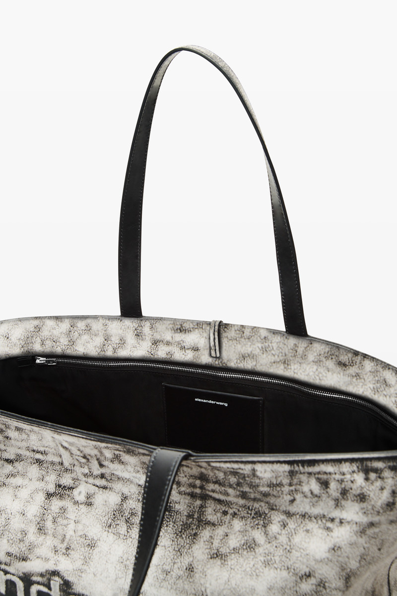 Black and White Leather Punch Tote 4