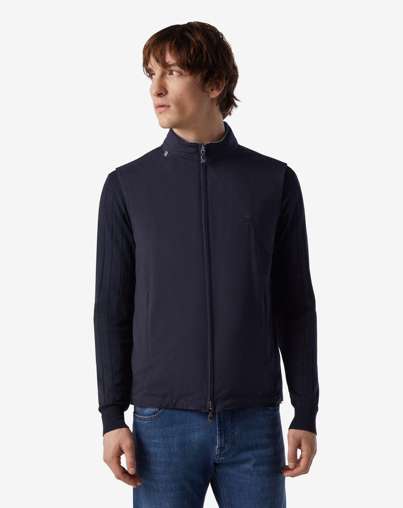CORNELIANI Navy blue reversible technical fabric waistcoat outlook