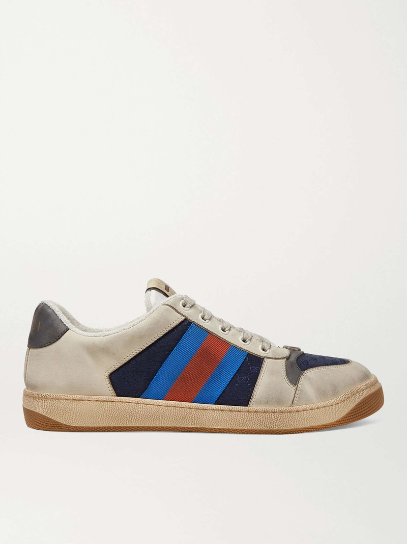 Screener Webbing-Trimmed Leather, Suede and Canvas Sneakers - 1