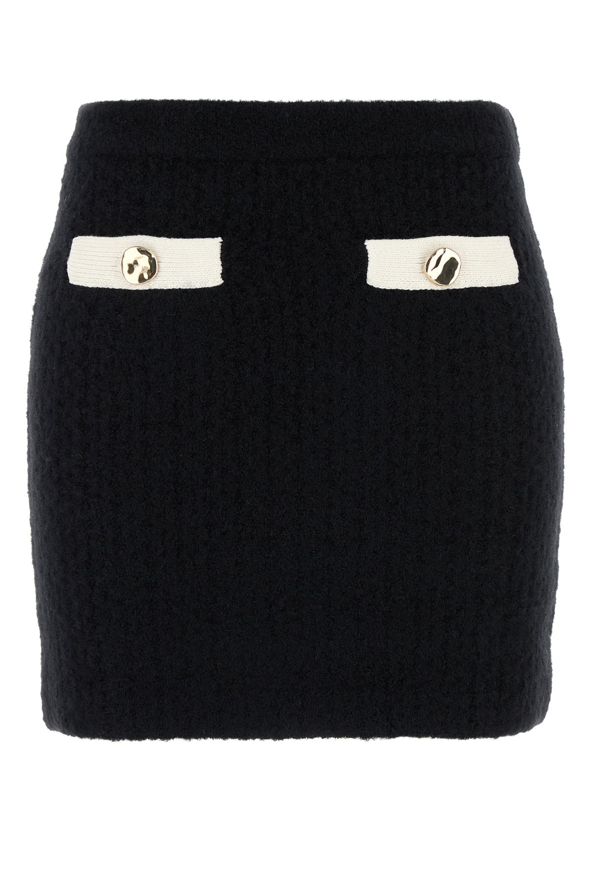 Black stretch alpaca blend mini skirt - 1