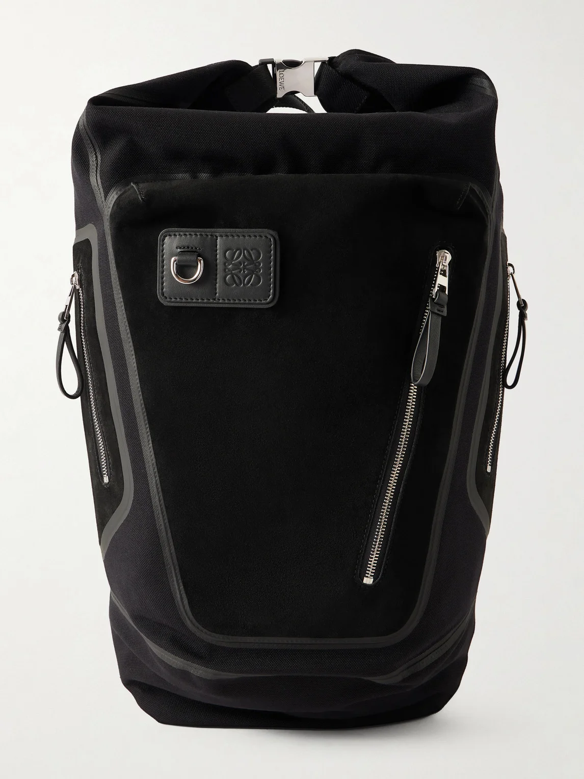 Flex Logo-Embossed Suede and Canvas Backpack - 1