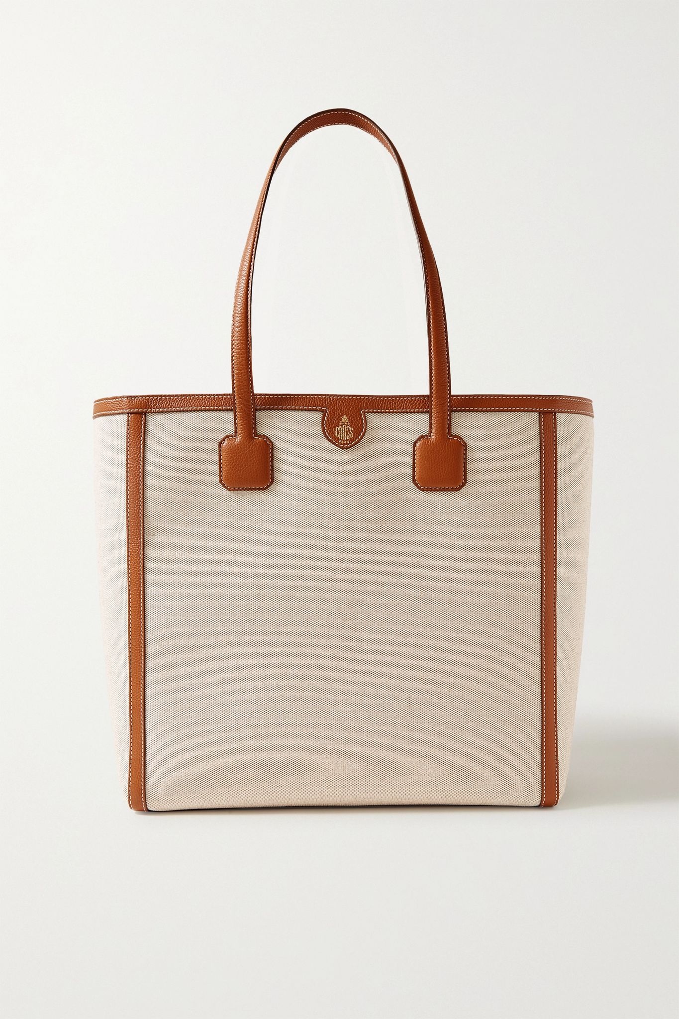 Antibes textured leather-trimmed canvas tote - 1