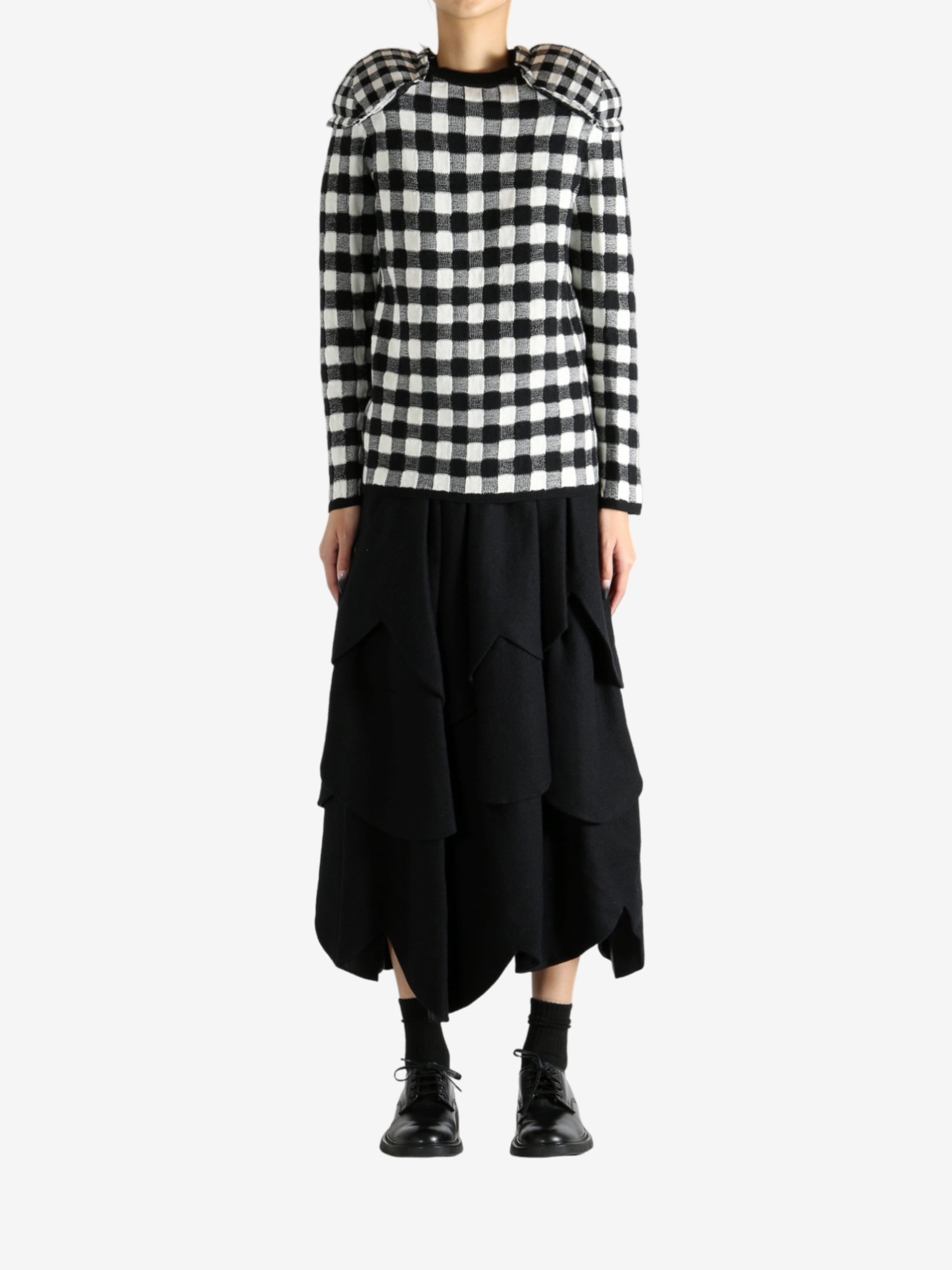COMME DES GARCONS - Women Black And White Plaid Sweater - 4