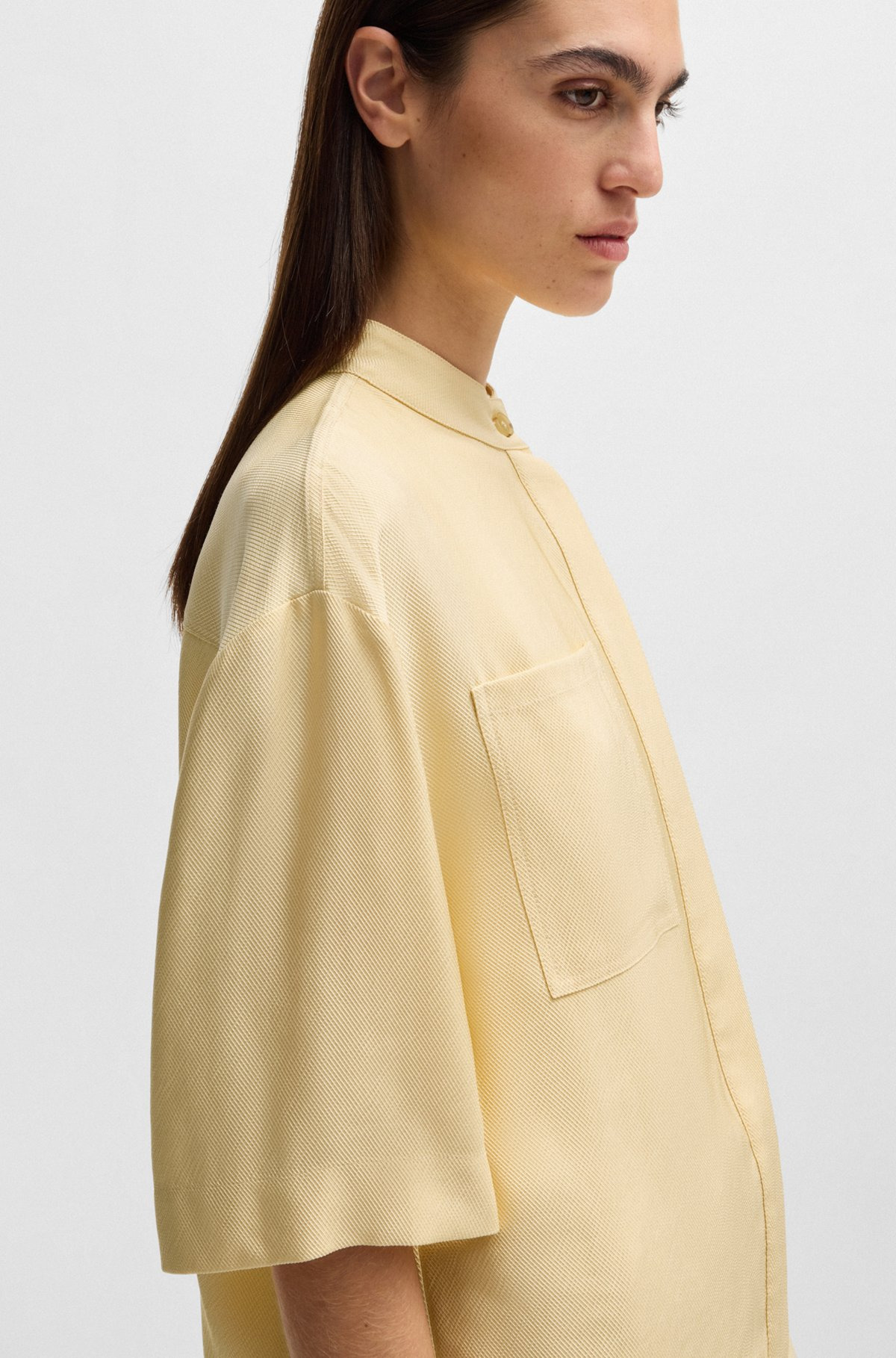 RELAXED-FIT BLOUSE IN SOFT TWILL WITH STAND COLLAR - 6