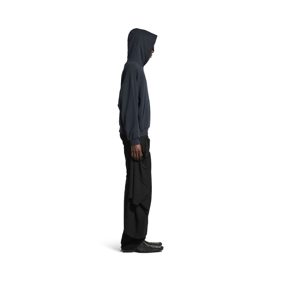 Men's Taped Balenciaga Back Hoodie Medium Fit in Faded Black - 3
