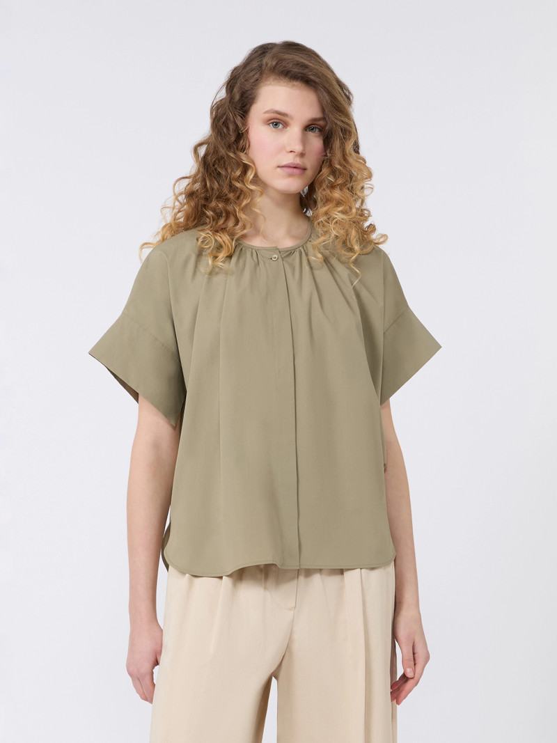 EDUCATA Cotton poplin crew-neck shirt - OLIVE GREEN 3