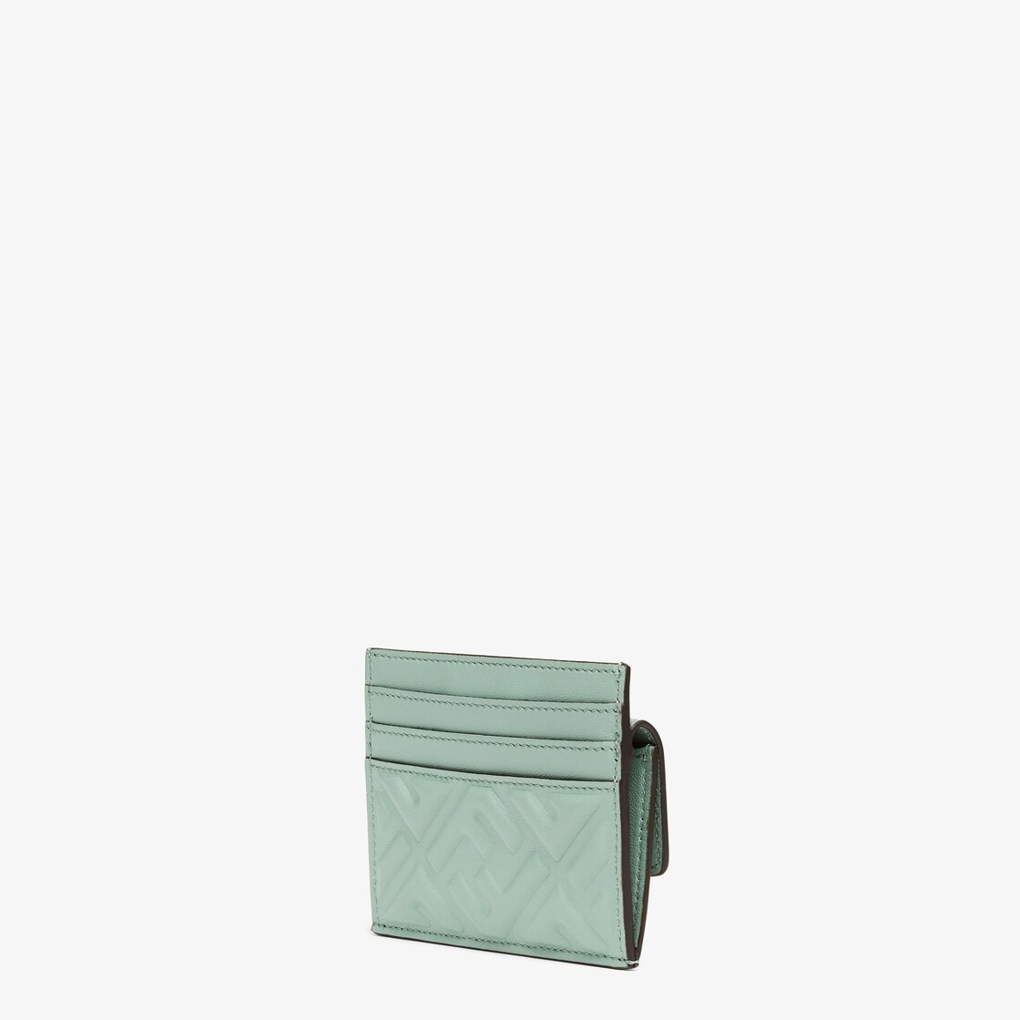 Baguette cardholder with three card slots and coin pocket with snap button. Made of mint green nappa - 2