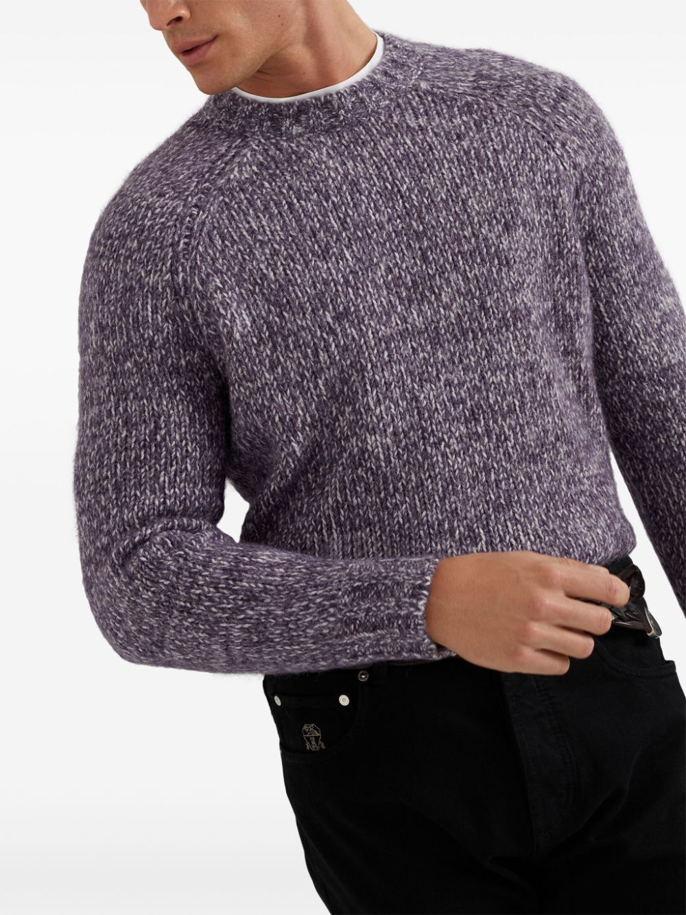 mélange-effect crew-neck jumper - 6