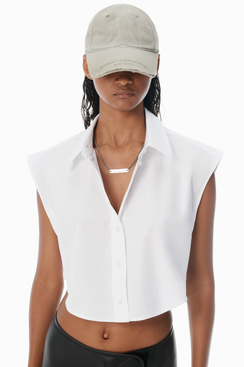 White Button Up Shirt with Logo Nameplate 3