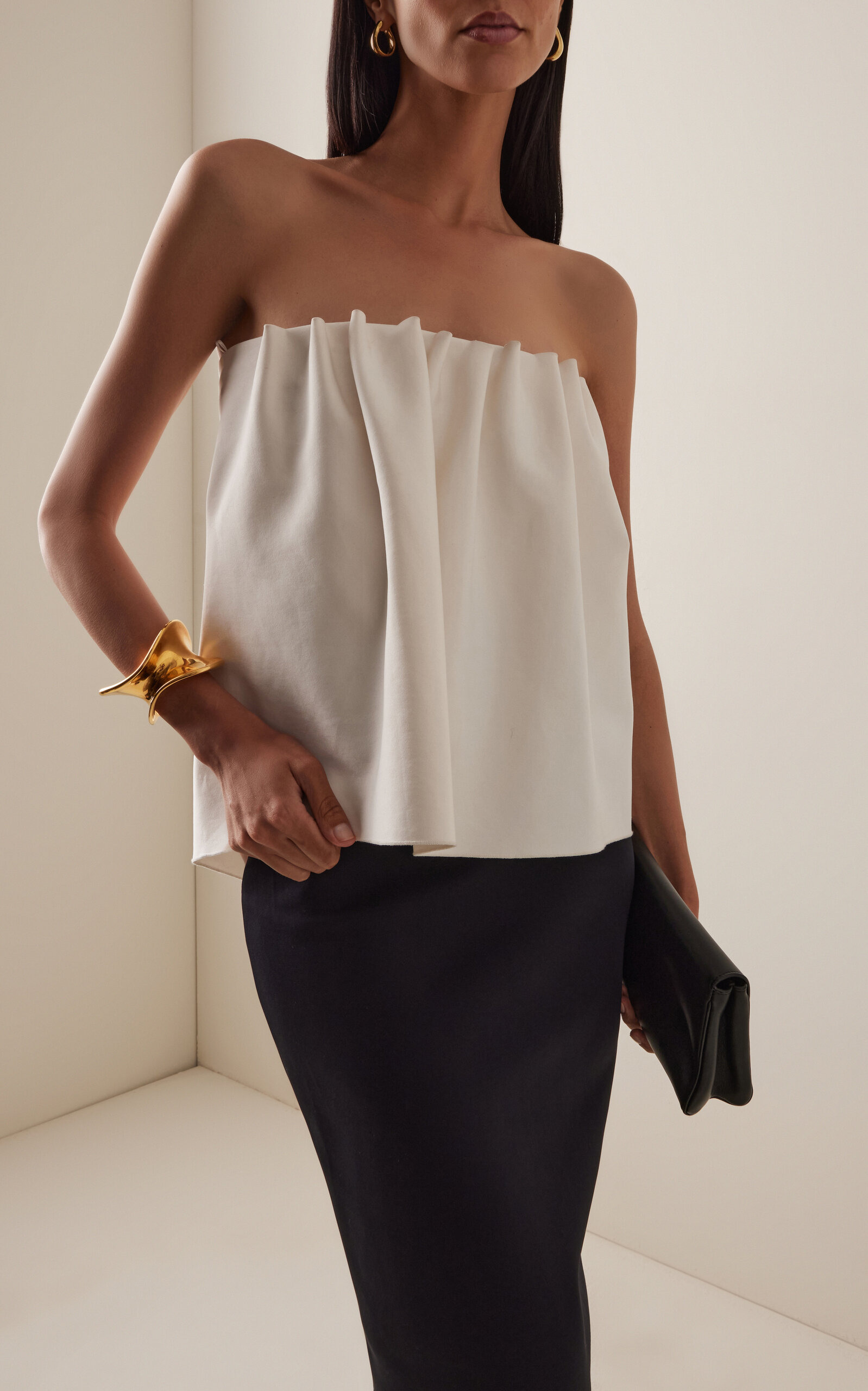 Ruched Tube Dress black/white - 3
