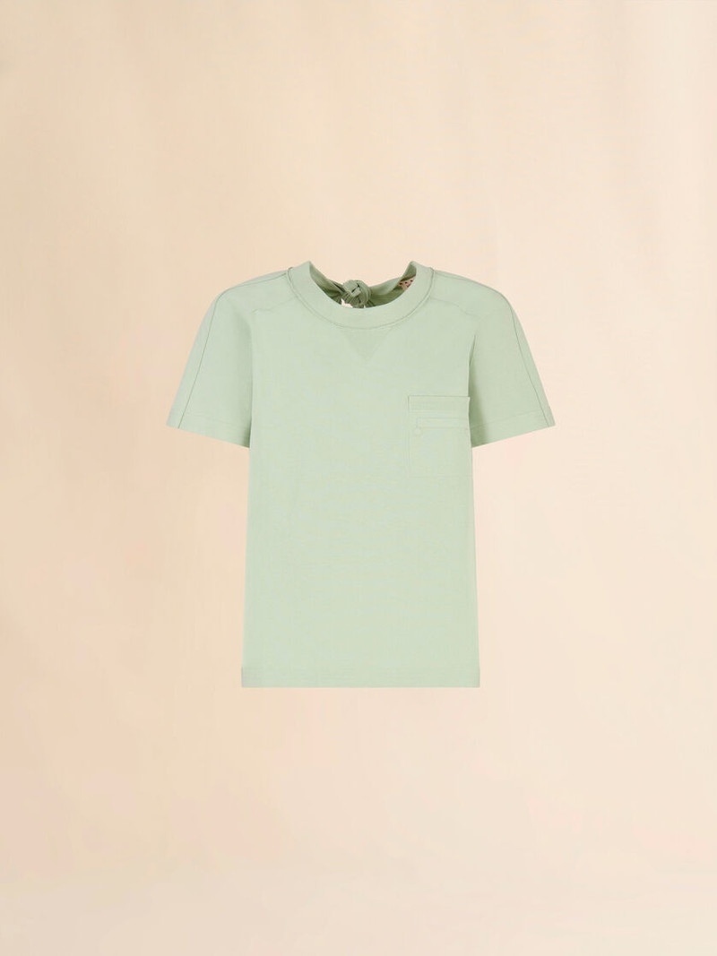 GREEN COTTON OPEN-BACK T-SHIRT WITH TRUNKAROO POCKET 1