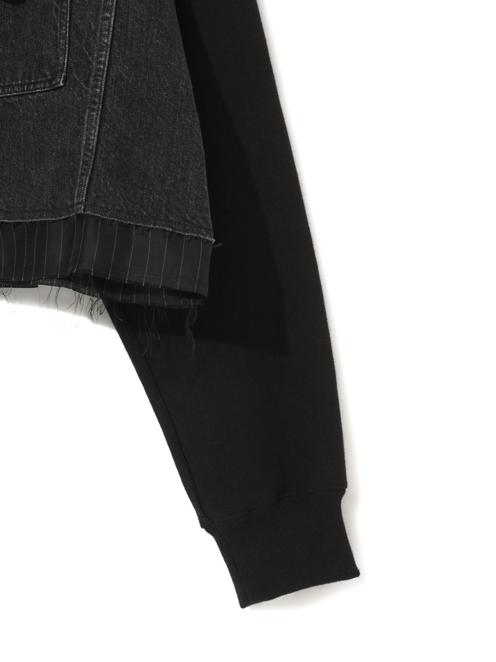 denim-panel cropped sweatshirt - 5