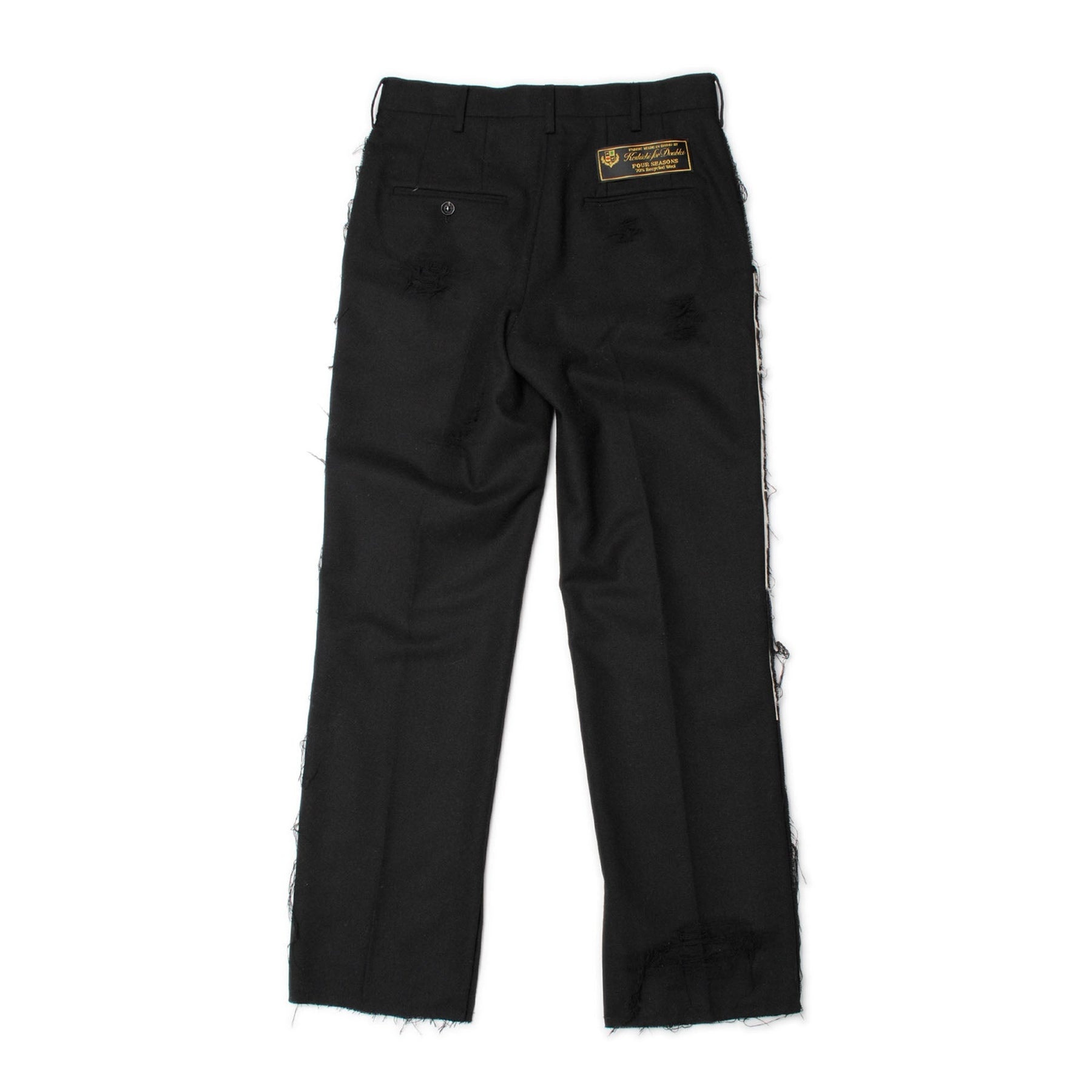 RECYCLE WOOL DAMAGED TROUSERS / BLK - 2