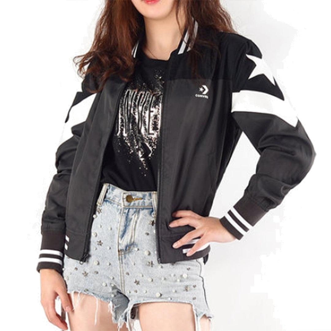 (WMNS) Converse Non-Padded Baseball Bomber 'Grey White Black' 10017460-A02 - 3