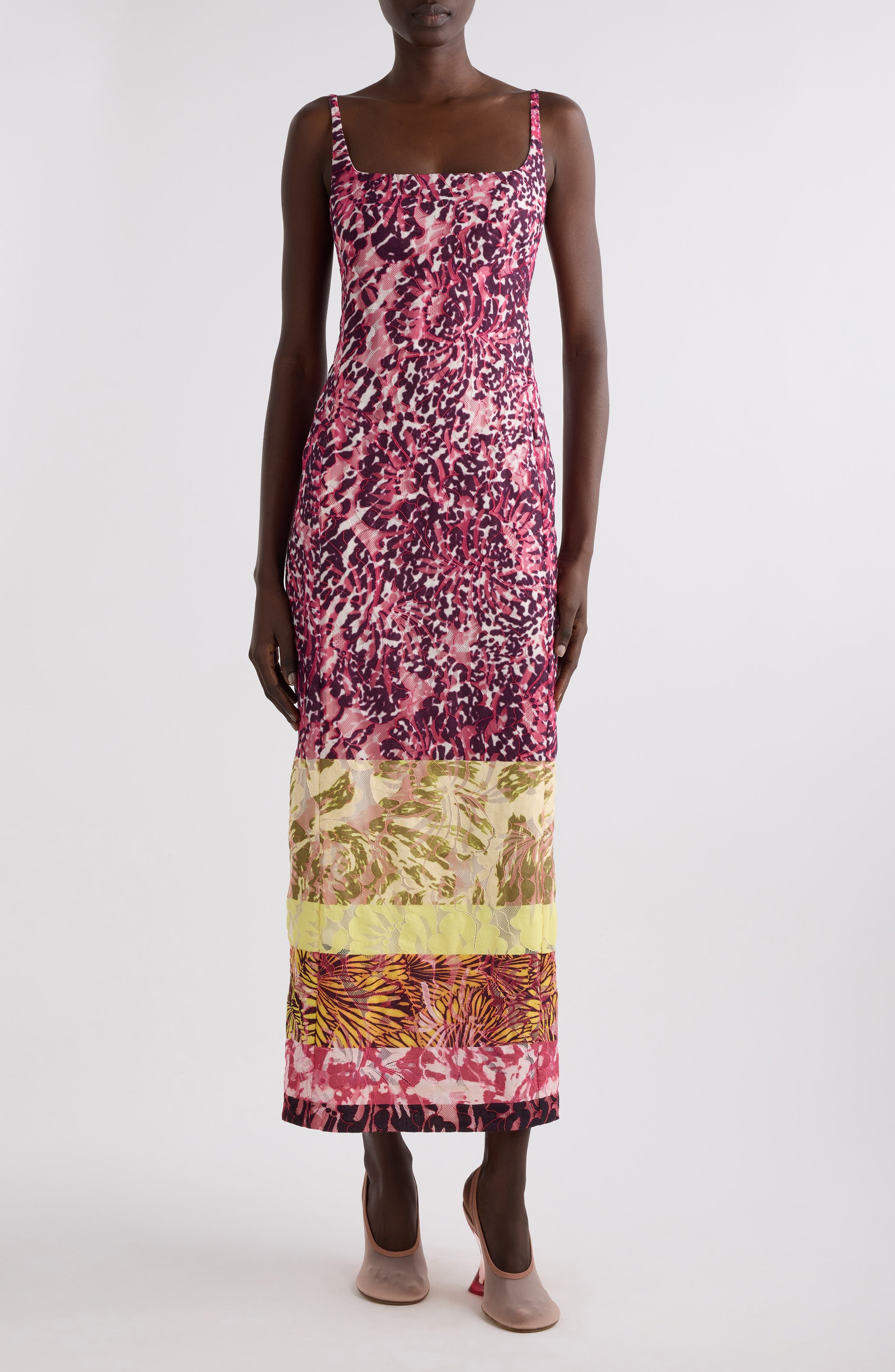 Dries Van Noten Mixed Print Maxi Dress in Burgundy at Nordstrom - 1