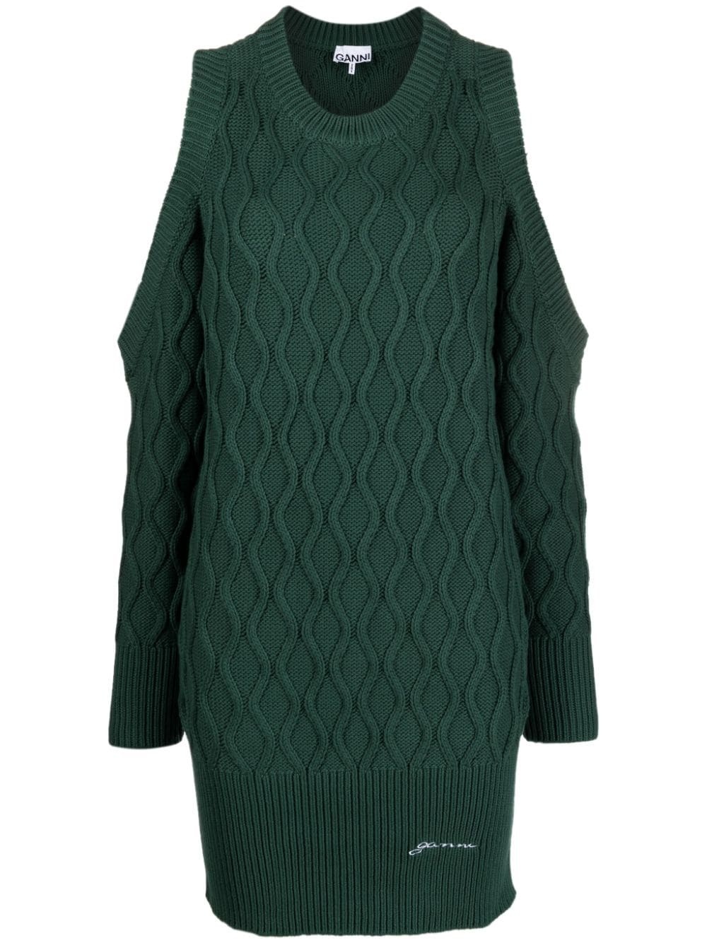 cable-knit cotton midi dress - 1