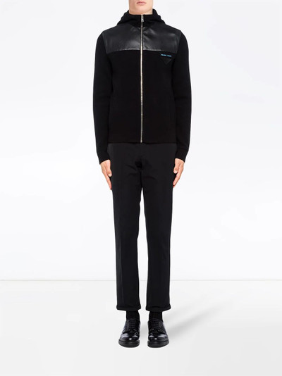 Prada zip-up knitted hoodie outlook