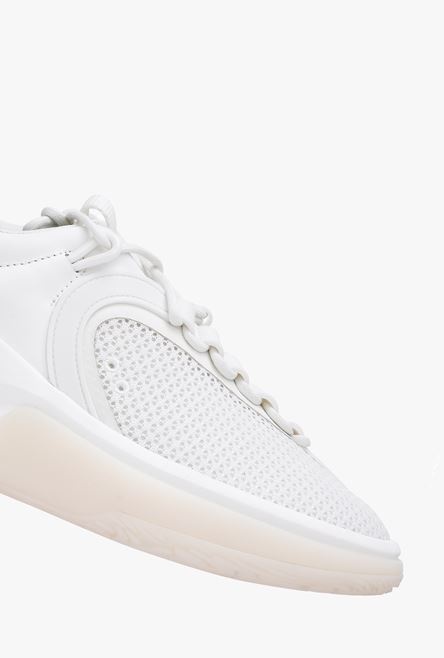 White gummy leather and mesh B-Runner sneakers - 6