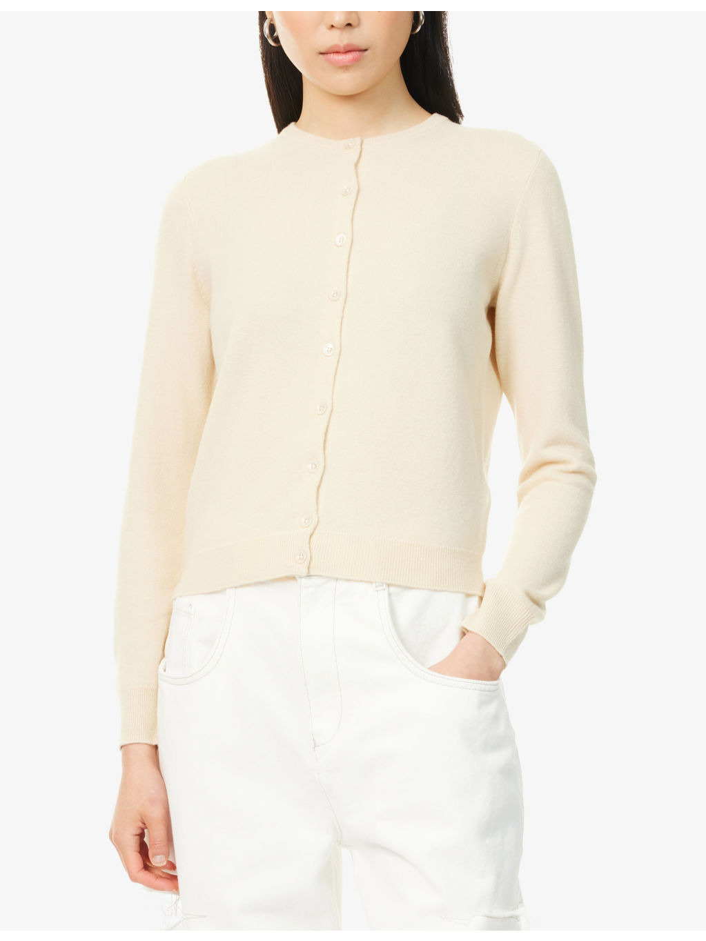 Round-Neck Regular-Fit Wool Cardigan - 3
