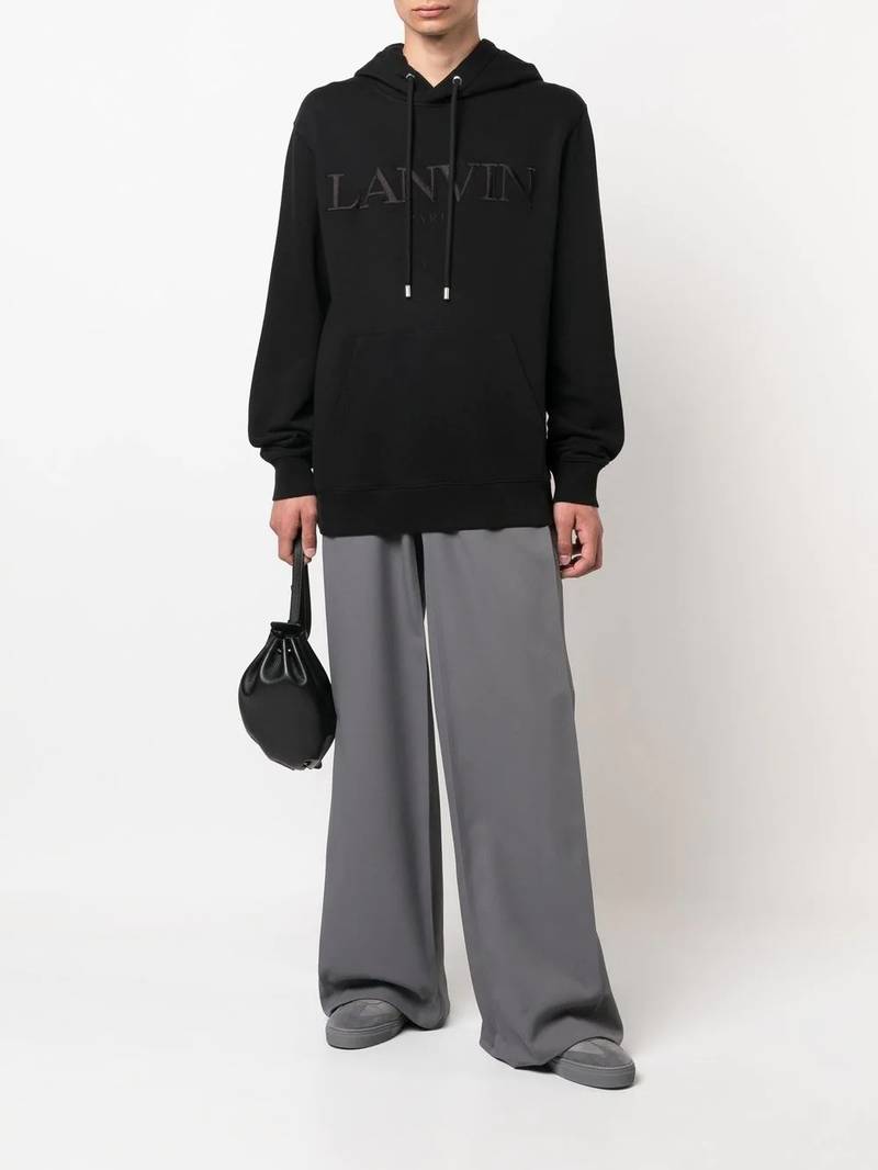 Lanvin embroidered-logo cotton hoodie outlook