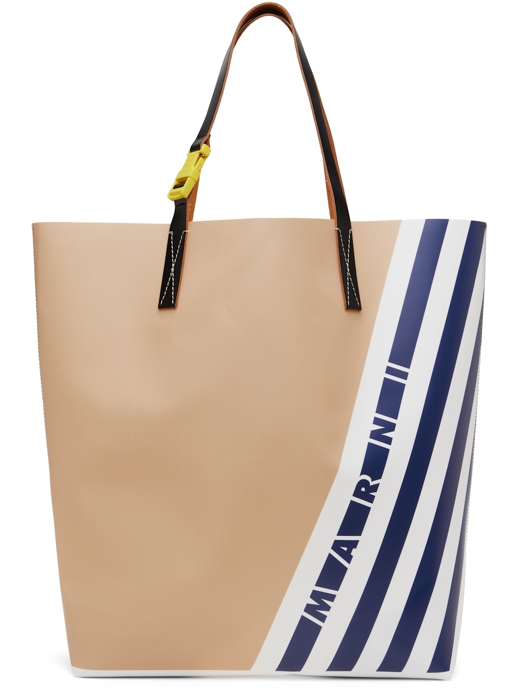 Beige & Blue Stripes N/S Tote - 1