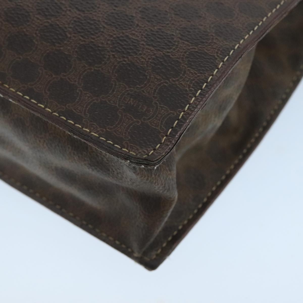 CELINE Macadam Canvas Hand Bag Pvc Leather Brown Gold - 15