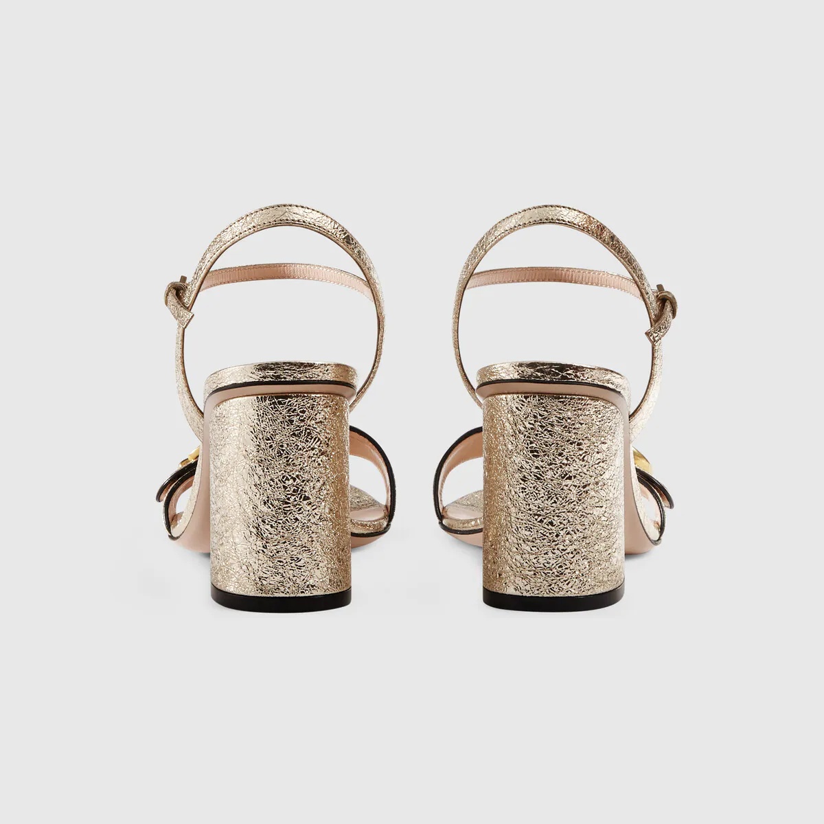 Metallic laminate leather mid-heel sandal - 6