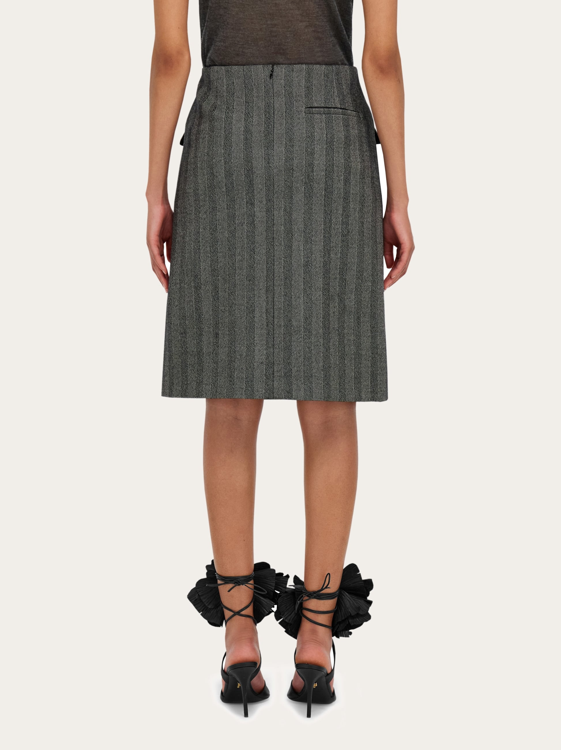 Chenille pencil skirt with double slit - 4