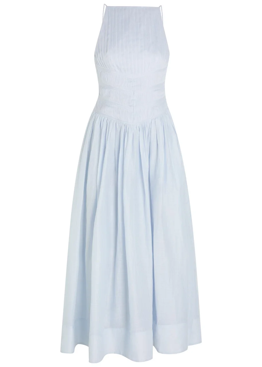 Aje Helene Pleated Ramie Maxi Dress - 1