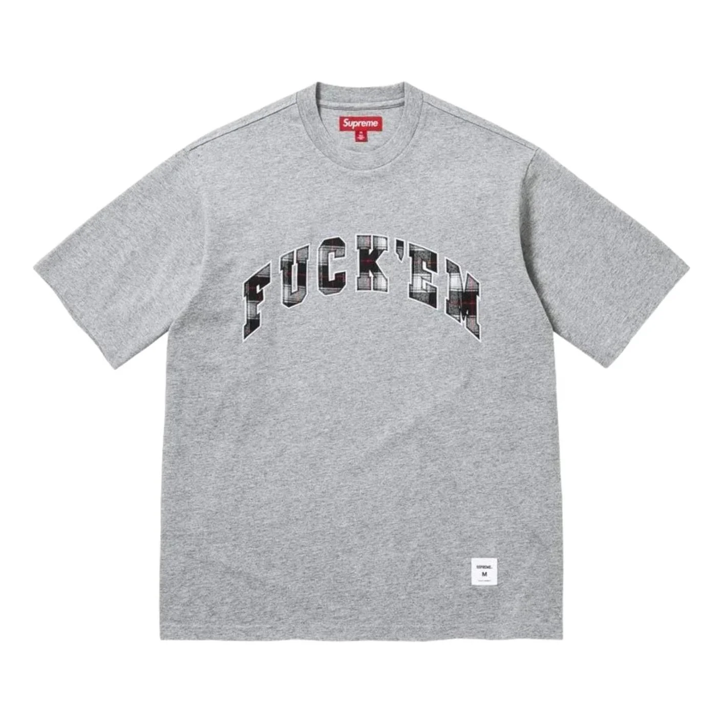 Supreme SS26 Fuck Em Plaid S/S T-Shirt 'Grey' SUP-SS26-194-GRY - 1