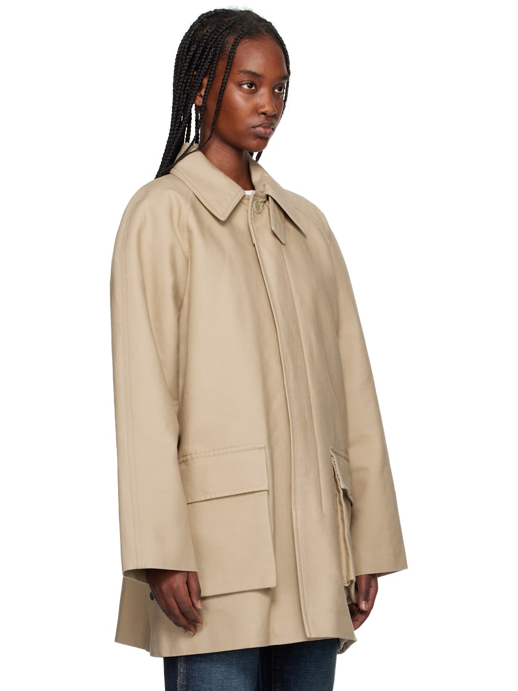 Beige Padded Patch Pocket Jacket - 2