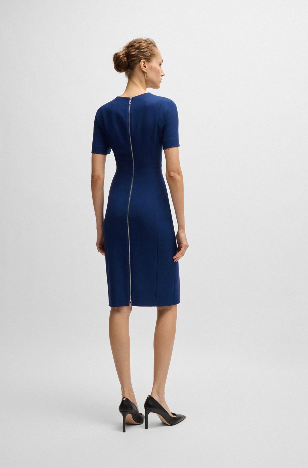 V-NECK DRESS IN STRETCH FABRIC - 4