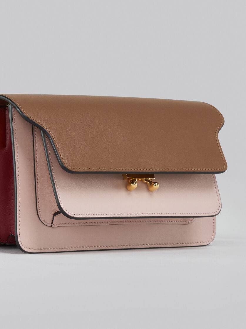 TRUNK BAG E/W IN BROWN PINK AND RED LEATHER - 4