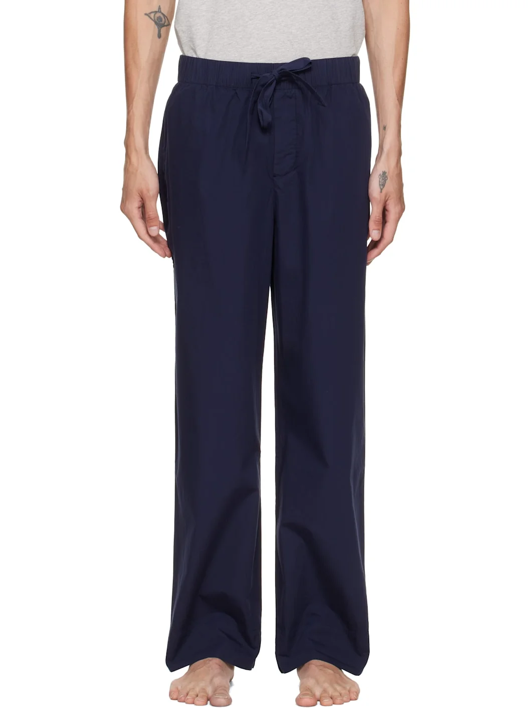 Navy Poplin Pyjama Pants - 1