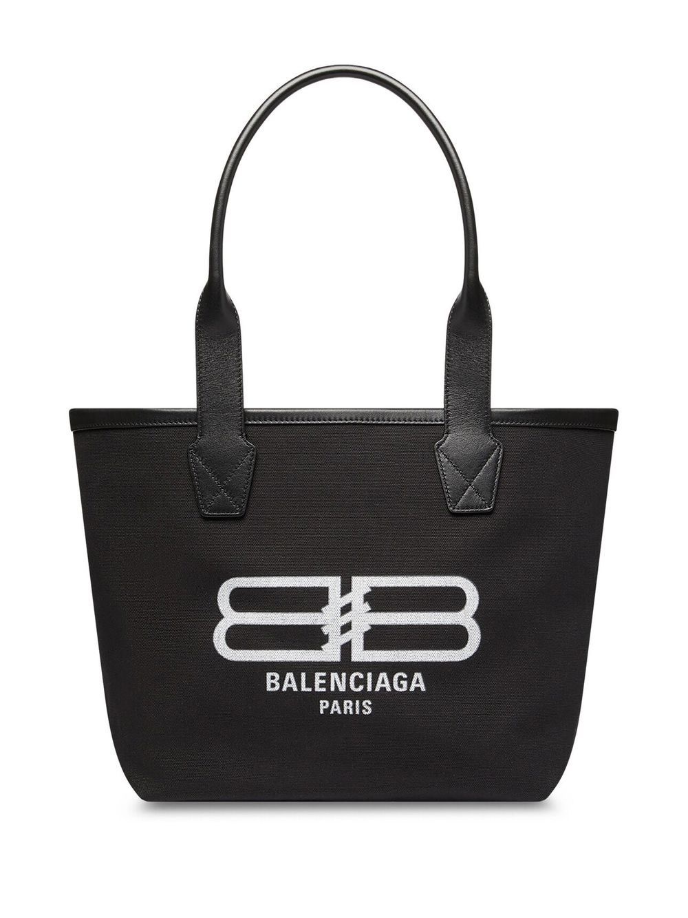 logo-print leather-trim tote - 1