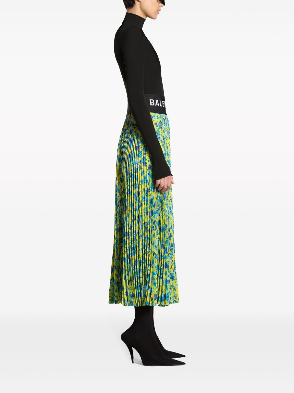 floral-print pleated midi skirt - 3