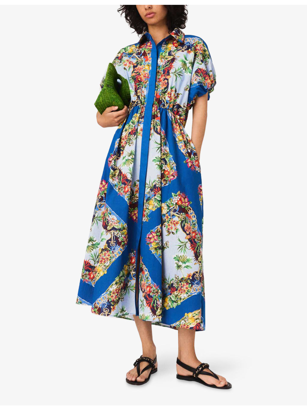 Floral-Print Puff-Sleeve Cotton Maxi Dress - 2