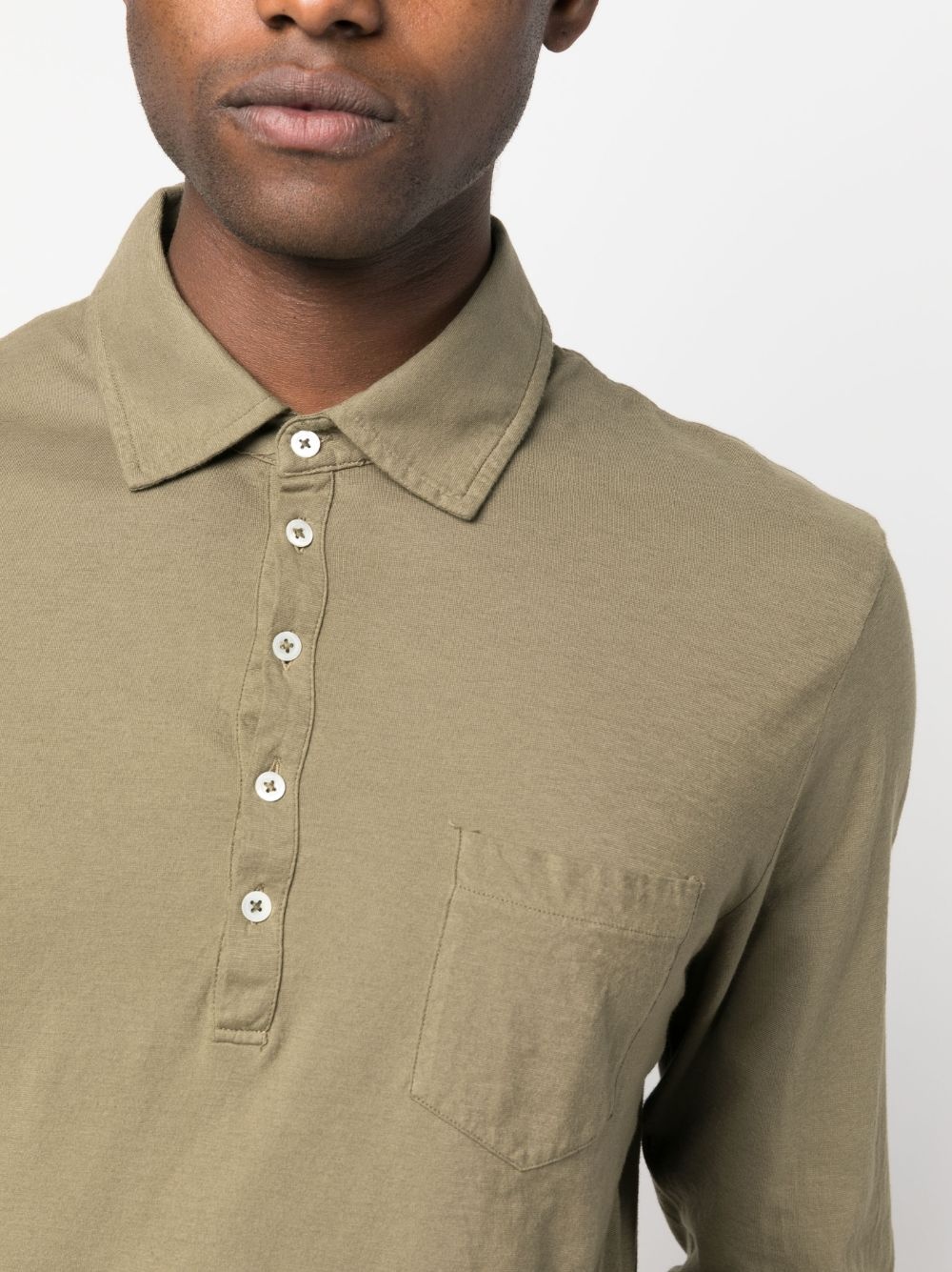 long-sleeve cotton polo shirt - 5