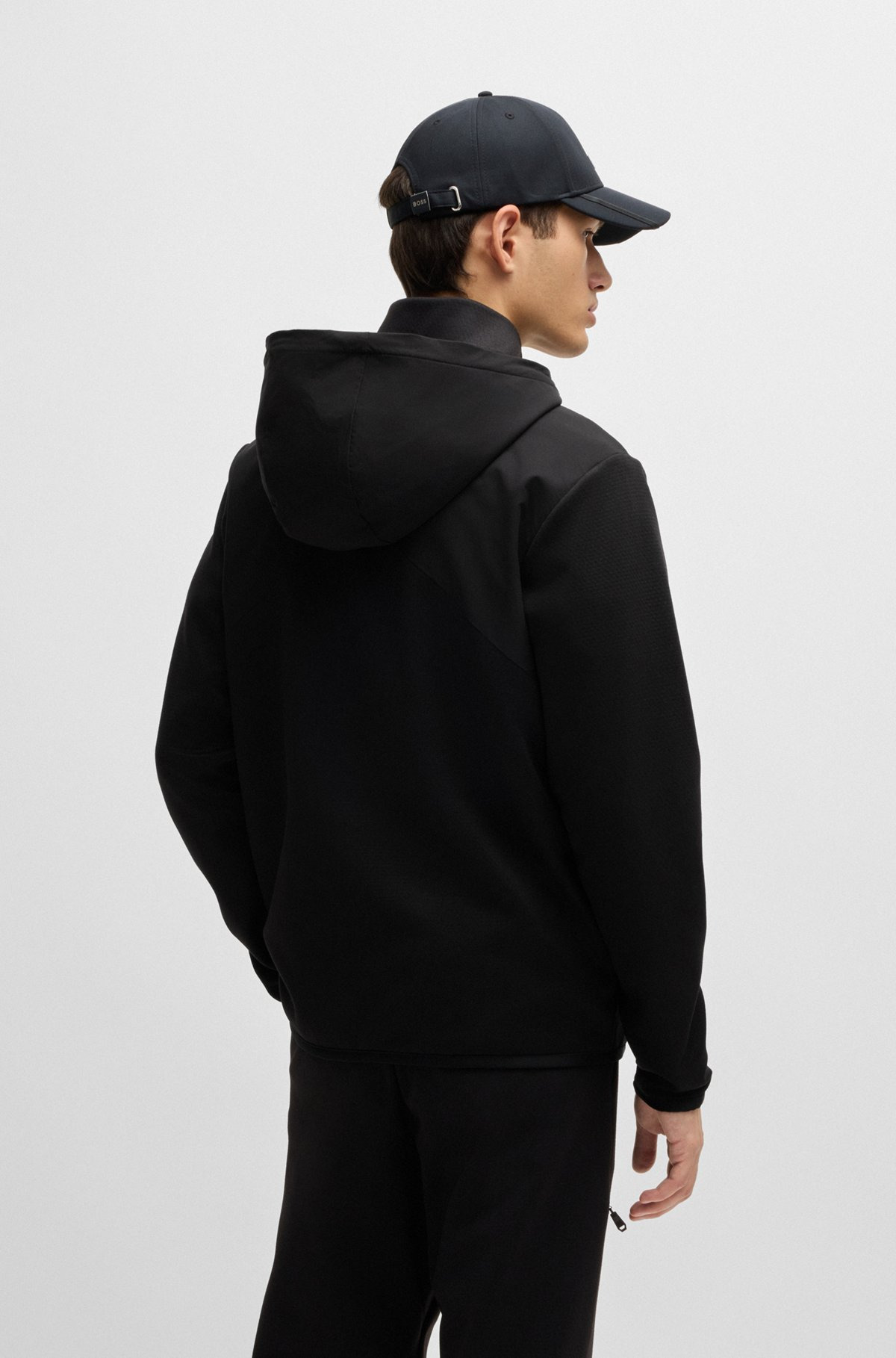 BONDED-FLEECE ZIP-UP HOODIE WITH LOGO DETAIL - 5
