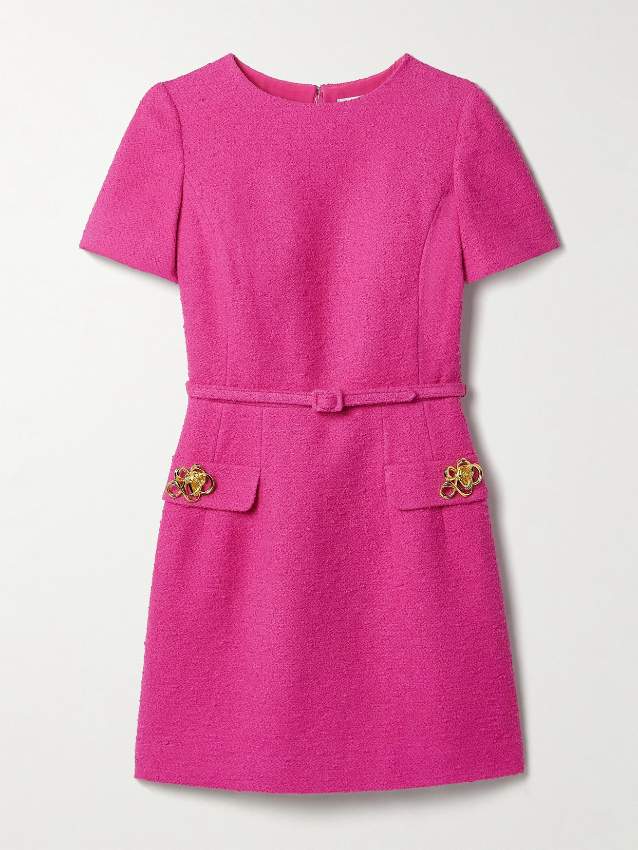 Belted Embellished Cotton-blend Tweed Mini Dress - 1