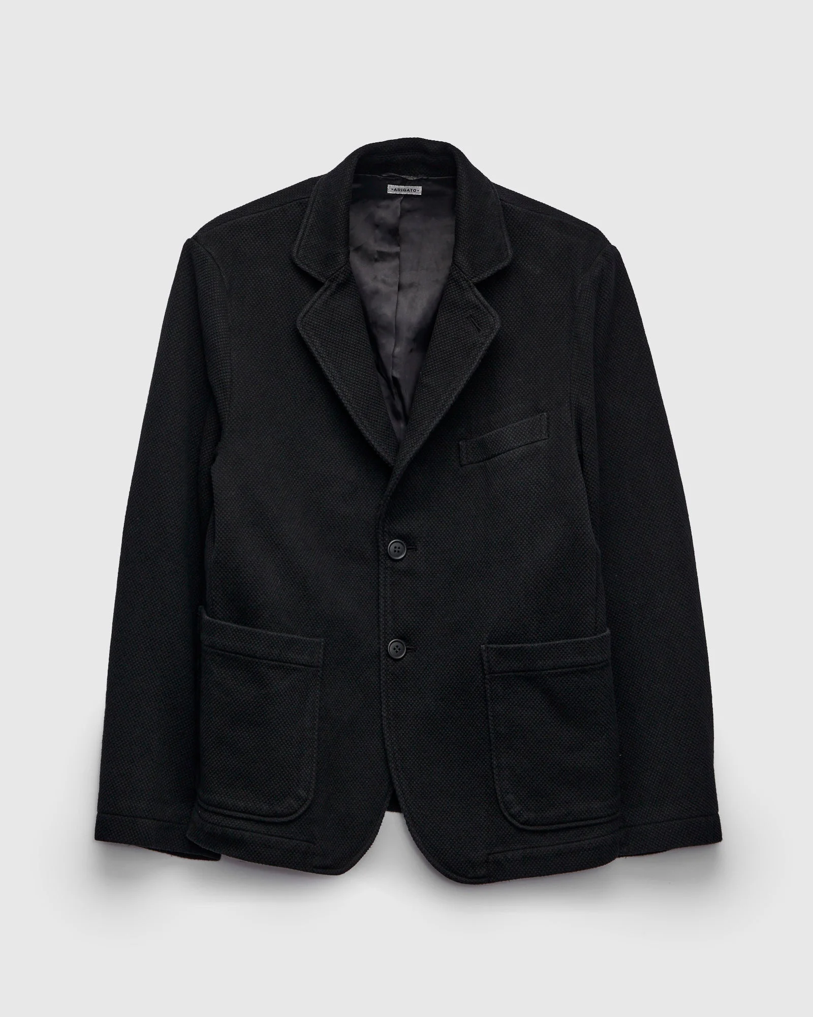 Double Cloth Sashiko Tailored Jacket in Black - 1