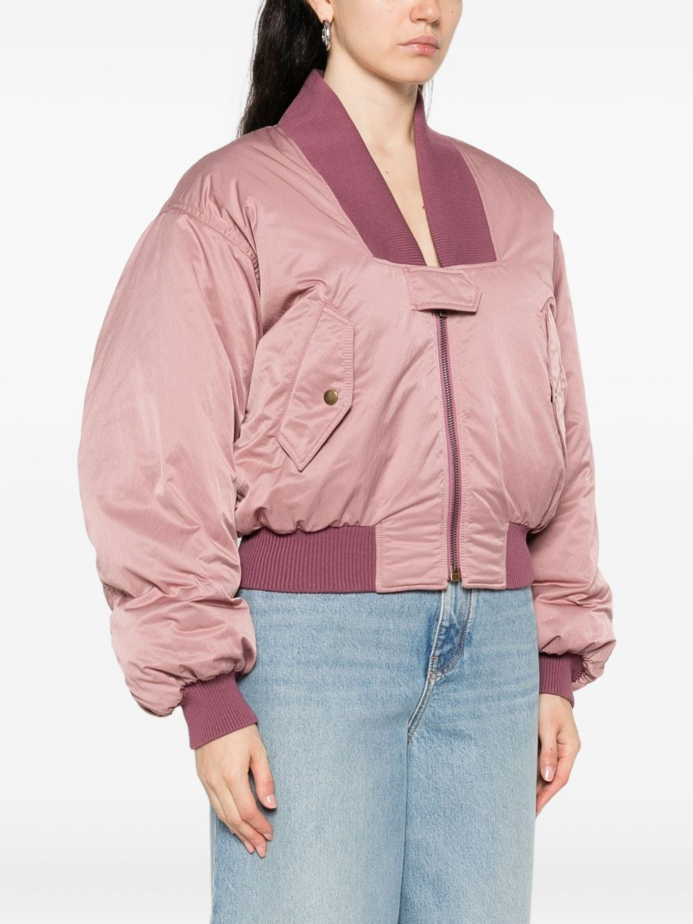 zip-up cropped bomber jacket - 3