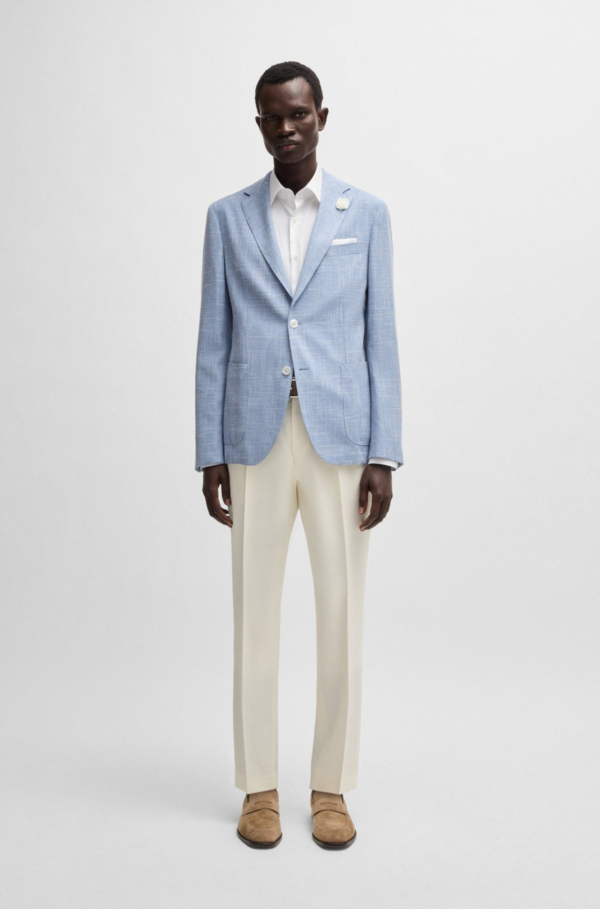 SLIM-FIT BLAZER IN MICRO-PATTERNED FABRIC - 3