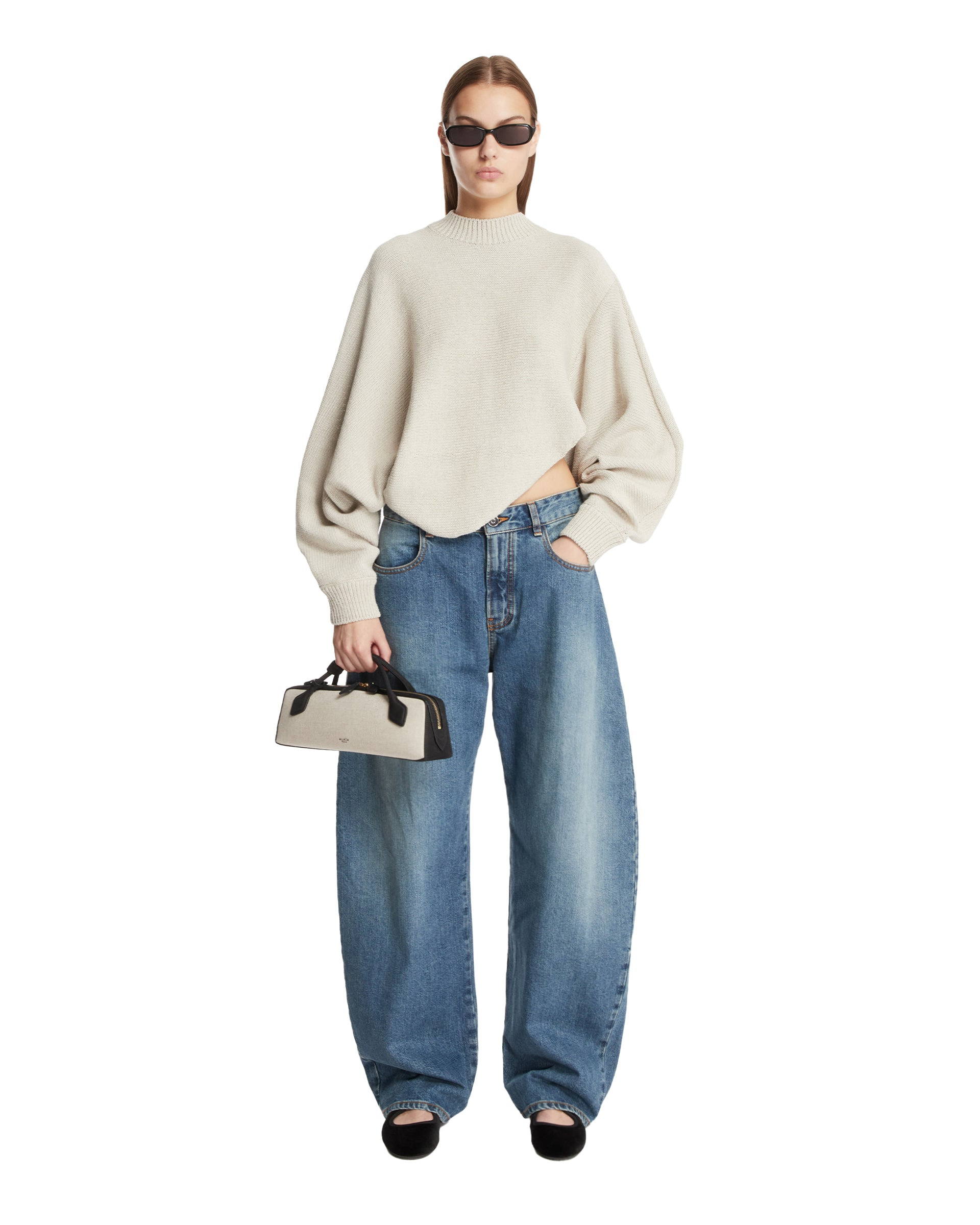 Beige Asymmetric Sweater - 2
