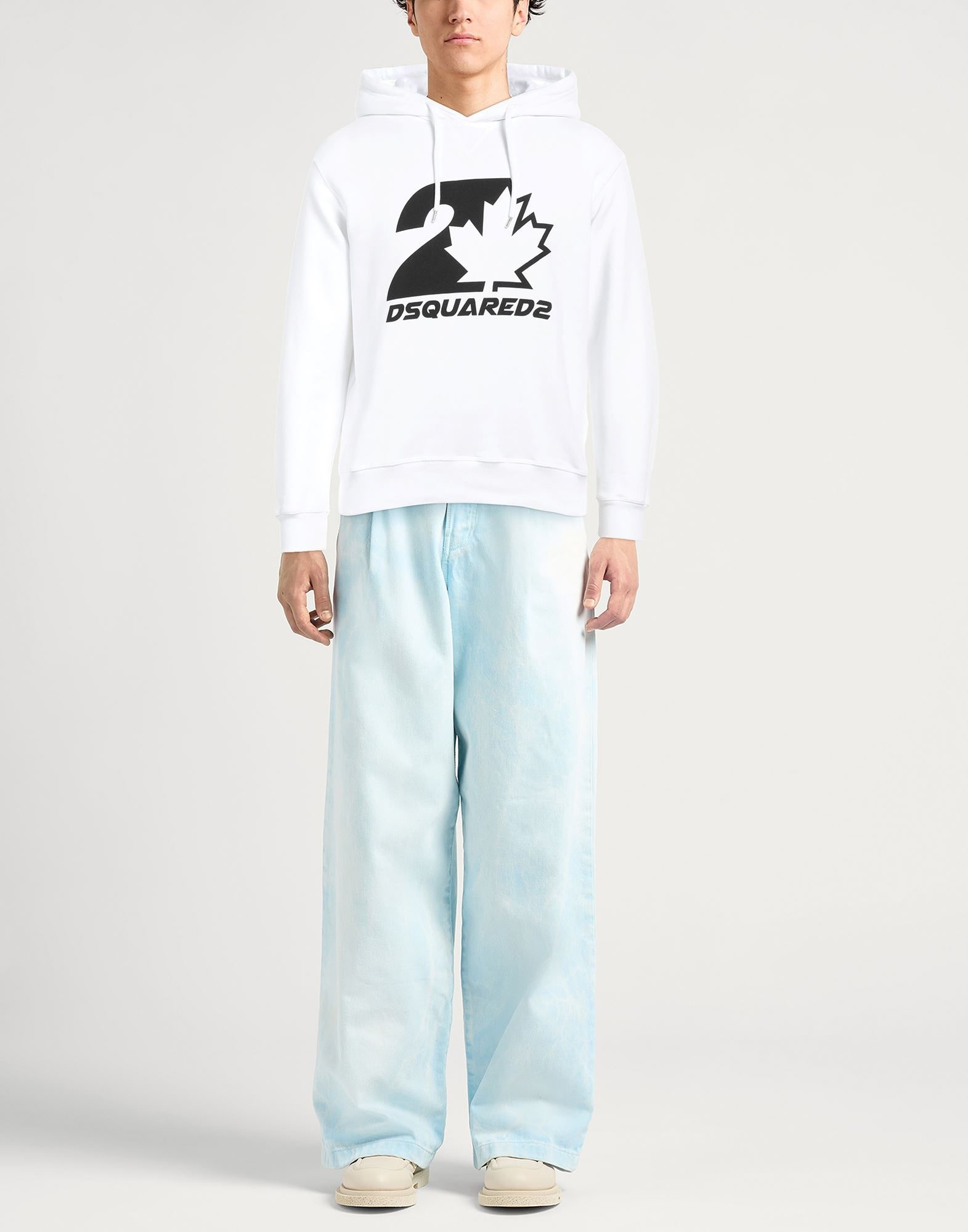 White Men's Hooded Sweatshirt - 2