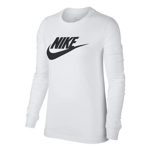 (WMNS) Nike Classic Logo Printed Long-Sleeved Tee 'White' BV6172-100 - 1