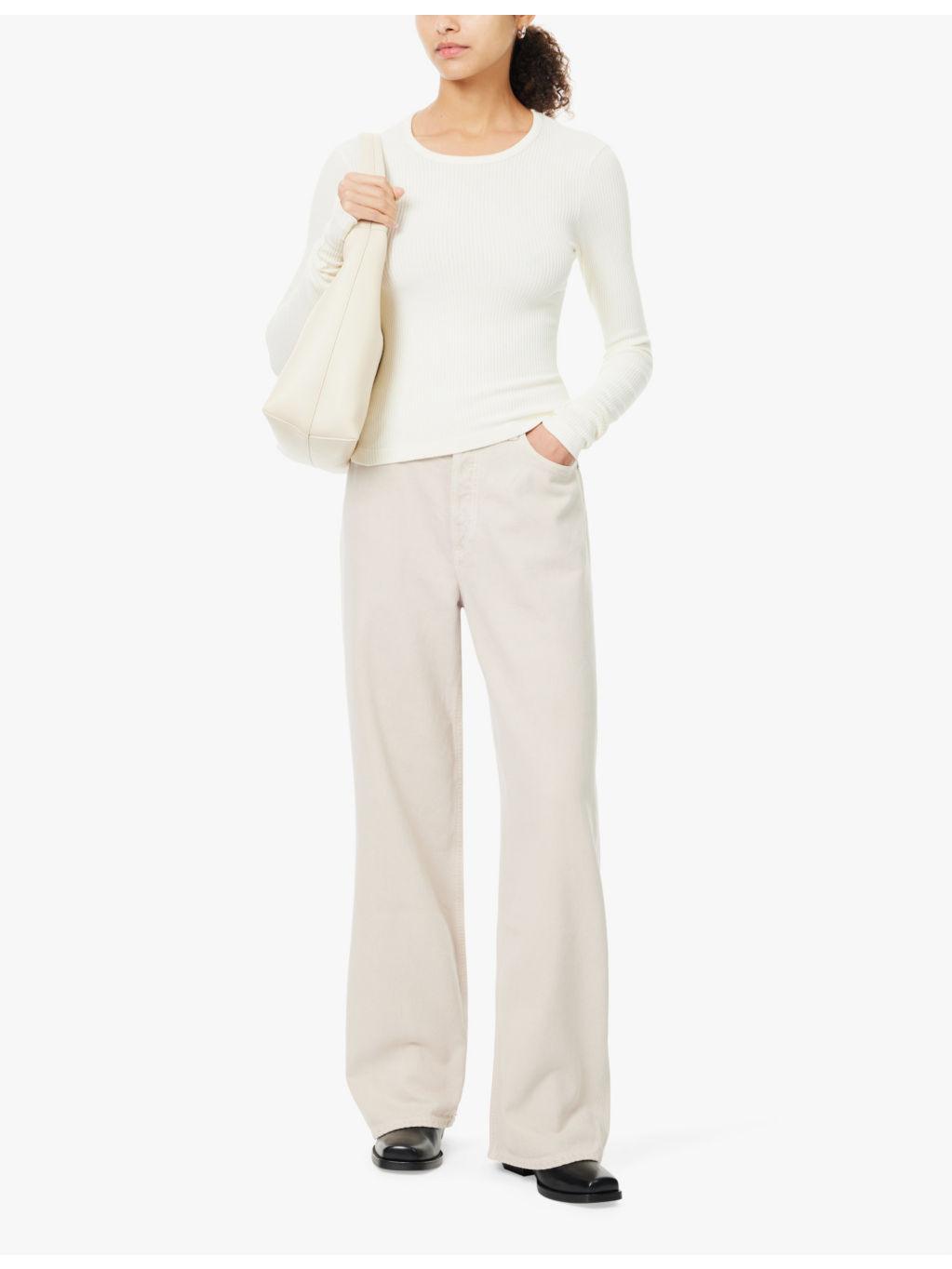 Alma shrunken crewneck jersey top - 2